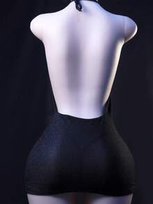 Secretary Fantasy Lingerie Set - Deep V Backless Bodysuit & Pencil Skirt | No-Remove Design - màu đen - Xem 3