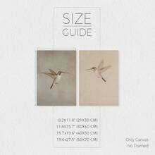 2pcs/Set, Hummingbird Paintings Wall Art, Ornithology Poster, Vintage Bird Art Prints, Unframed Neutral Minimalist Wall Decor, Hummingbird Gifts, Canvas Art For Living Room, Bedroom, Farmhouse, Rustic, Dorm, Office, Hallway, Home And Room Decoration - Beige - View 4