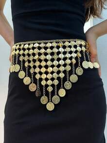 Belly Dance Accessories - Gold/Silver Coins, Belly Dance Belt, Women Belly Dance Costume, Hip Scarf - Multicolor - View 12