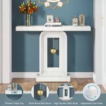 LITTLE TREE Modern Console Table, 40 Inches Faux Marble Sofa Table, Contemporary Entryway Table For Living Room Hallway Entrance - trắng - Xem 8