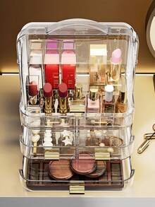 Large Capacity Multifunctional Makeup Box, Luxury High Capacity Cosmetic Storage Rack, Vanity Organizer For Skincare Products, Multi-Layer Dust-Proof Storage Box , Makeup Room Decor,Makeup Bag,Travel Essential - Multicolor - View 8