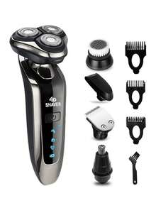 五合一电动剃须刀，3D旋转，可充电，适合商务旅行男士，车内快速剃须，随时随地保持良好仪容，日常清洁使用，送给丈夫的礼物