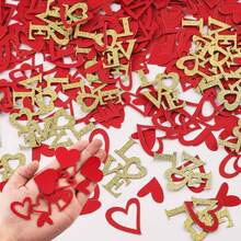 200颗红色爱心字母纸屑，情人节餐桌装饰，订婚婚礼母亲节礼物装饰 - 彩色 - 查看 2