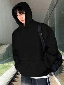 1pc Teen Boys Casual Loose Fit Pullover Sweatshirt, Streetwear Style, Spring/Autumn - Black - View 5