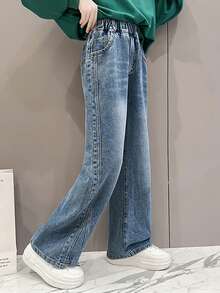 Jeans acampanados de lavado claro para niña preadolescente - Azul - Ver 6