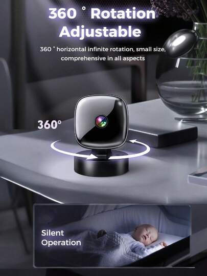 1080P Night Vision Mini Portable High Definition WIFI Camera, 360° Adjustable, Desktop, Wand Mounted, Ceiling Mounted Installation, Mobile Detection Alarm, Supports TF Card Cloud Storage, Applicable Home Bedroom, Corridor, Baby Crib, Office Etc. view 7