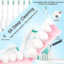 Replacement Toothbrush Heads For  Sonicare E-Series (6 Pack With Caps) - 白色-6 計數 - 查看 1