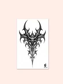 STARTTOOS 黑色神秘哥特图腾花图案颈部纹身贴纸，手臂颈部临时假纹身贴纸，DIY日常派对节日礼物，适用于肩部、颈部、胸部、背部、腿部，防水逼真身体纹身贴纸，1包 - 黑色 - 查看 7