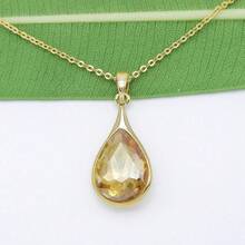Navachi 18k Gold Plated Water Drop Pear-Shaped  Pendant Necklace 16inch+2inch{Inchcolor_nameinch:InchBrowninch} - 鋯石棕 - 查看 4