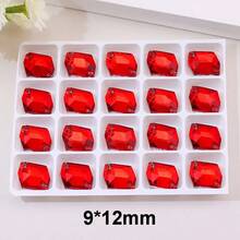 Glass Crystal, Red Color, Shapes, 20Pcs/1pack, Shiny Handmade Sewing Crystal Hand Sewn Rhinestone Decoration Beads Flat Back With Holes Gems DIY Accessories Sew On Stones Strass For Decorating Clothes, Dress, Bags, Shoes, Brooches, Earrings, Handicrafts - Multicolor - View 13