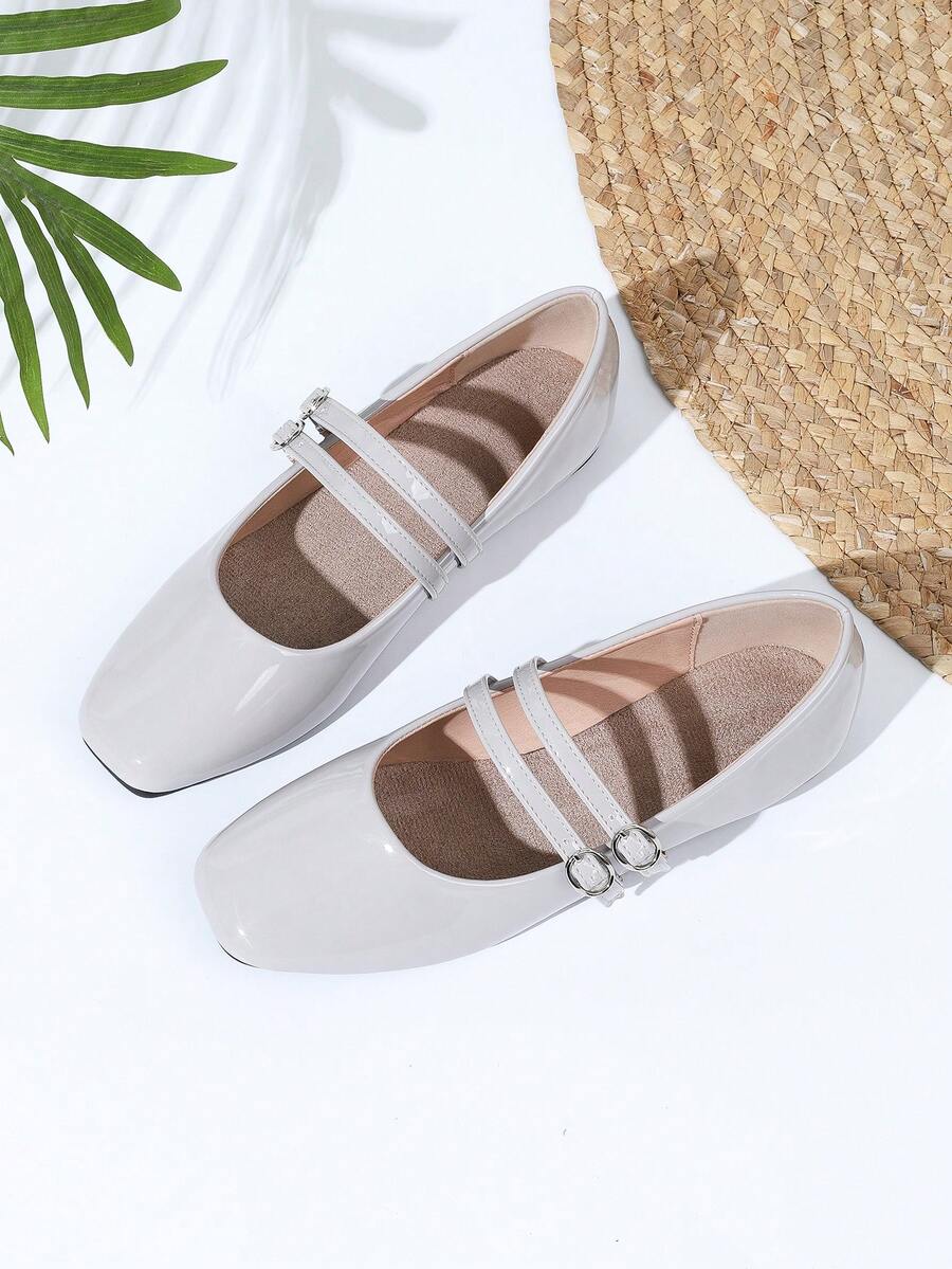 Giày bệt Mary Jane cổ điển dành cho nữ có quai đôi, phù hợp với mọi mùa - xám - Xem 1