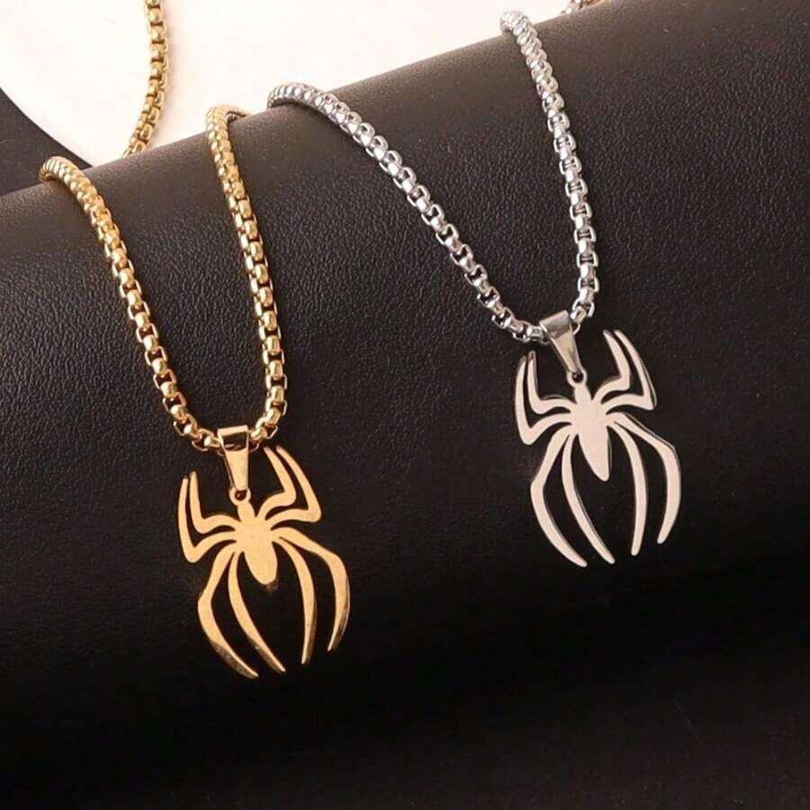 Vintage Punk Spider Pendant Necklace, Stylish Hiphop Spider Necklace, Suitable For Parties And Everyday Wear, Christmas, Thanksgiving, New Year Holiday Gift - 項鍊 - 查看 1