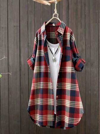 Fashionable Multi-Color Plaid Casual Versatile Women Long Sleeve Shirt
