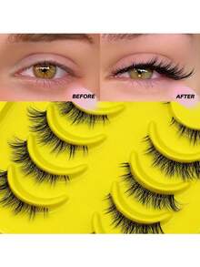 猫眼眼线和假睫毛，透明飞扬假睫毛，狐狸眼假睫毛，仿狐狸毛假睫毛，自然假睫毛，短假睫毛延长，化妆。 - 黑色 - 查看 3