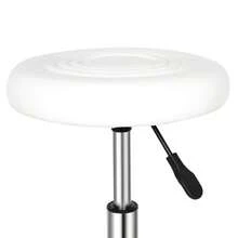 : White Round Rotation Bar Stool With Lines – 360° Rotatable Design, Comfortable For Seating, Ideal For Home Bar, Kitchen Island, Countertop, Café To Add Stylish Seating Option - White - View 5