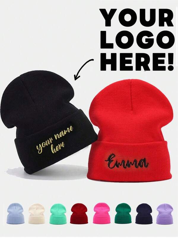 Unisex Customized Embroidered Letter Knitted Beanie Hat Without Brim, Couple Customized Hat, Suitable For Daily Wear, Mother's Day Gift Fashionable, Colorful, Cute, Adorable, Contracted, Kawaii, Stylish, Fall Fashion, Unisex, Casual Custom, Personalized, Unique Winter Fashion, Christmas Gift, Personalized Gifts High School Senior High School Students, College Students, University Students, Freshman, Sophomore, Underclassmen