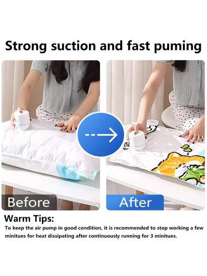 1set, Ultra Large Stofzuiger Transparent High Quality Compressed Storage Bag, Electric Pump, Storage,, Portable Bags Such As Travel Essentials, Clothes, Bedding, Blankets, Etc. Pump Compression Bag Set. view 4