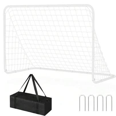 ShiningLove 6x4 Ft Portable Soccer Goal – Galvanized Steel Frame, All-Weather Polyethylene Net, Tool-Free Snap Assembly, Includes Ground Stakes & Carry Bag (Backyard/Training)