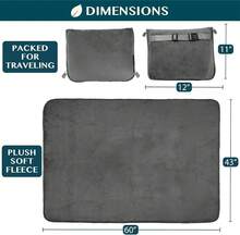 Manta de Viaje 2 En 1, Juego de Manta de Avión Compacto, Manta de Viaje Suave con Funda de Almohada Portátil para Avión, Tren Y Coche, 165x109cm, Gris - albaricoque - Ver 2