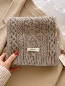 新款秋冬氛围围巾，女士款，100%羊毛针织保暖围脖，韩版复古舒适款