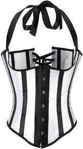 La.Y Fashion Womens Burlesque Lace Underbust Corset Bustier - 白色 - 查看 7