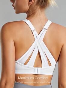 Deyllo Wireless High Elasticity Sports Bra - Full Coverage, Wide Straps, Criss-Cross Back, Sexy & Breathable