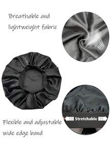 2pcs Satin Sleep Cap, Unisex, Soft Stretchy Silk Sleep Hat Suitable For Curly Hair And Braids - 2pcs - View 4