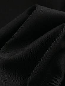 Women's Solid Color Lapel Neck Tie-Front Blended Loose Fit Jacket Black - Black - View 5