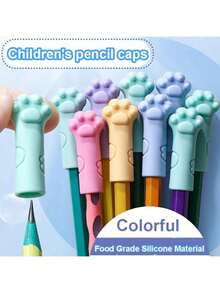 50 قطعة من أقلام المحو بشكل بصمة قط - ألوان باستيل (وردي وأزرق وأخضر وأصفر) - أغطية أقلام مع حامل للكتابة ، مصنوعة من مادة البولي بروبيلين المتينة للاستخدام في المدرسة والمكتب والمنزل - متوافقة مع الأقلام والأقلام الرصاص والأقلام الحبر - مثالية للطلاب والمعلمين وعشاق القطط - مستلزمات قرطاسية بالجملة ، أساسيات مدرسية ، تصميم مرح ، نهاية ناعمة ، ملحق وظيفي ، للعاملين في المكاتب - متعدد الألوان - مشاهدة 9