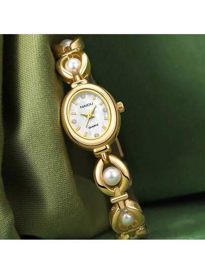 1PC Small Vintage Luxe Women Bracelet Horloge Pearl Elegante Waterproof Stainless Steel Quartz Watches ation Birthday view 6