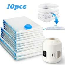 10pcs Vacuum Storage Bags Clothes Organizer Bags Travel Luggage Compression Bags,Ideal Home Supplies Space Saver Storage Bags,Suitable For Home, Apartment & Travel Use, Reusable - 10pcs透明 - 查看 9