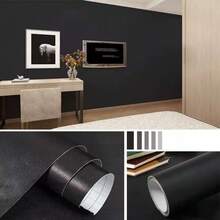 1 rollo de papel tapiz negro mate con textura - Vinilo removible para paredes, encimeras y gabinetes - Multicolor - Ver 4