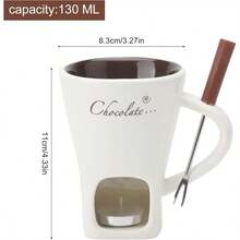1 Set Ceramic Chocolate Fondue Pot, Fondue Pot Set, Mini Ceramic Hot Pot Set With Forks - Mini Fondue Cups For Melting Chocolate, Cheese Dips And Warming Candies - Compact And Elegant Dessert Party Set, Ideal For Date Night, Wedding, Birthday, Valentine's Day Gift - Easy To Clean - Multicolor - View 11