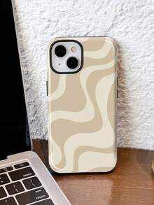 Wave Ripples 1件装亮面艺术波浪图案二合一保护硬壳手机壳，适用于三星/11/12/13/14/15/16/17 Pro Max - 彩色 - 查看 2