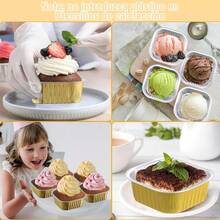 50 Molde De Aluminio Desechable Pastel Para Hornear Con Tapa - Dorado - Ver 6