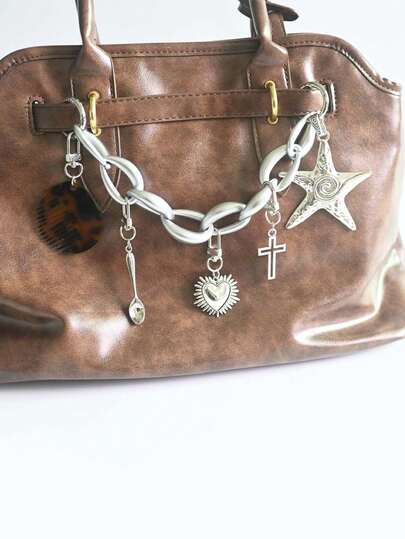 1pc Starfish Cross Key Chain, Comb, Bag Charm, Spoon Pendant, Ocean Style