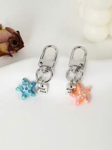 1pc Ocean Animal Starfish Keychain Creative DIY Handmade Men's Charm Car Keychain Personalized Fashion Handbag Backpack Pendant Accessories Popular Summer Beach Starfish Keychain Souvenir Keychain Boyfriend Birthday Gift Family And Friends Novel Jewelry Gift Unique Christmas Gift