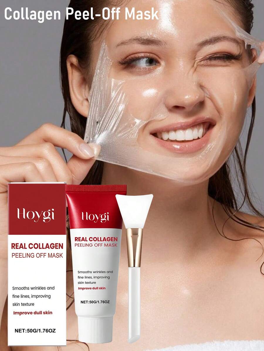 1片胶原蛋白睡眠面膜，深层保湿凝胶面膜，补水面膜 - 紅色 - 查看 1