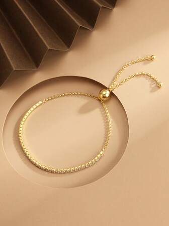 1 st armband i 925 sterlingsilver, justerbart kubiskt zirkonia med nitar, elegant smycke för kvinnor, present till mamma/flickvän, minimalistiskt vardagsbruk, lätt och lyxigt mångsidigt tennisarmband