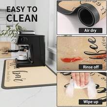 Coffee Mat - Dish Drying Mat For Kitchen Counter , 11.8in*15.8in Hide Stain, Absorbent With Waterproof Rubber Backing, Fit Kitchen Dish Rack Bar Accessories Home Decor - Multicolor - View 7