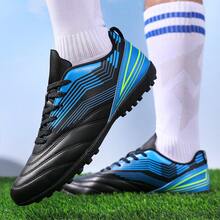 2025新款男士钉鞋，专业TF训练防滑软底，轻便透气，经久耐用，减震性能出色，专为人造草坪和街头足球设计，运动风格，提升场上表现 - 黑色 - 查看 3
