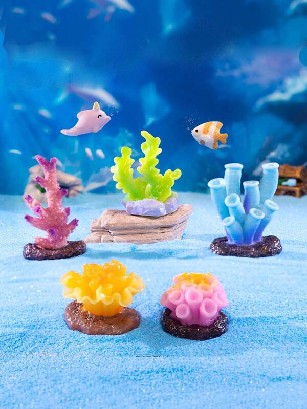 3 buc/6 buc decor artificial rafinat cu corali mini, decorare creativă pentru acvariu în micro peisaj, accesorii DIY pentru acvariu, ornamente miniaturale, habitat pentru pești și broaște țestoase, decorare mini cadou