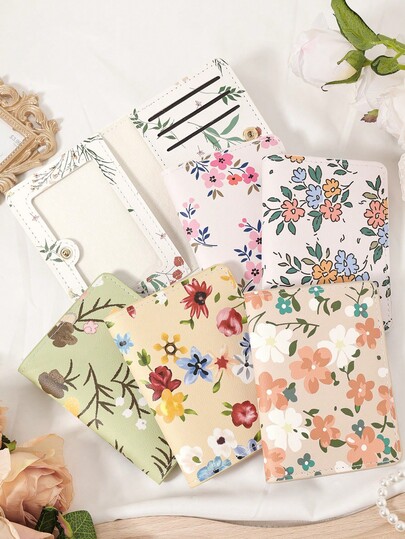 Floral Pattern Mini Purse Pocket Wallet Fashion Minimalist Card Holder Slim Lightweight Portable Cash Money ID Card Credit Card Coin Pocket For Birthday Gift Gift Anniversary Lover Female Lady Girls Women Teenagers For College Student School Student