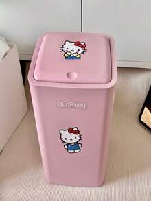 Sanrio 1pc Mini Hello Kitty Desktop Trash Can With Removable Lid - Cute & Fashionable Decor/Storage Box For Office, Kitchen Or Coffee Table