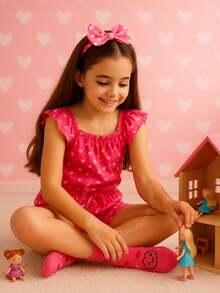Kit 6 Pares Meias Infantis Menina 2 a 10 Anos Confortáveis Qualidade - ESTAMPADA - Visão 5