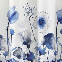 Decor Zuri - Cortina de Ducha con Estampado Floral de Acuarela, 72 x 72 Pulgadas, Azul y Coral(Azul marino) - Tipo 1 - Ver 6