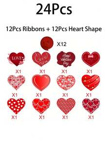 24pcs Red Glitter Heart Swirls, Glitter Red Hanging Heart Swirls, Valentines Day Red Hearts Hanging Swirl Decorations, Valentine's Day Decorations, Valentine's Day Gifts, Romantic Hanging Love Ornaments For Valentine's Day & Wedding Decor, Glitter Loving Heart Foil Swirl Valentines Words Card Hanging Swirls Ceiling Decorations For Valentines, Room Decor, Restaurant Decor, Home Decor - Multicolor - View 7