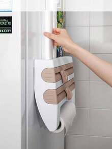 1 pieza Dispensador de envoltura de alimentos de cocina con cortador, organizador de pared montado para papel de aluminio, toallas de papel y pañuelos - Multicolor - Ver 7