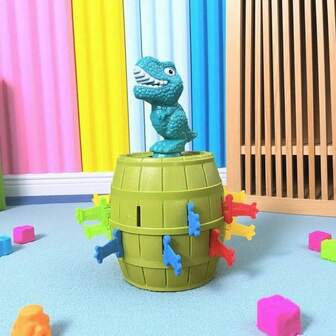 1pc Dinosaur Pirate Bucket Gag Toy - Fun Bouncing Bucket Interactive Game - Family Party Toy - Entertaining Practical Joke Gift, Best For Christmas