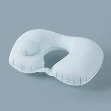 Almohada inflable en forma de U de tipo manual para viajes de ocio, plegable y portátil. - Gris - Ver 8